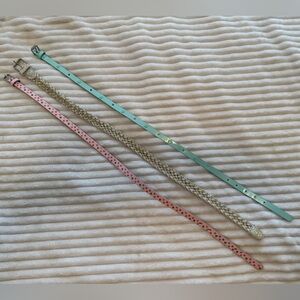 Set of Three Belts - Pink, silver white and light blue